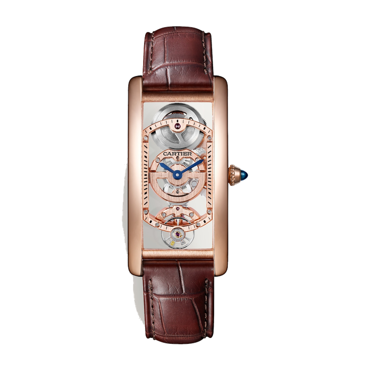 Cartier Tank Cintrée Skeleton Rose Gold Alligator Leather 23mm