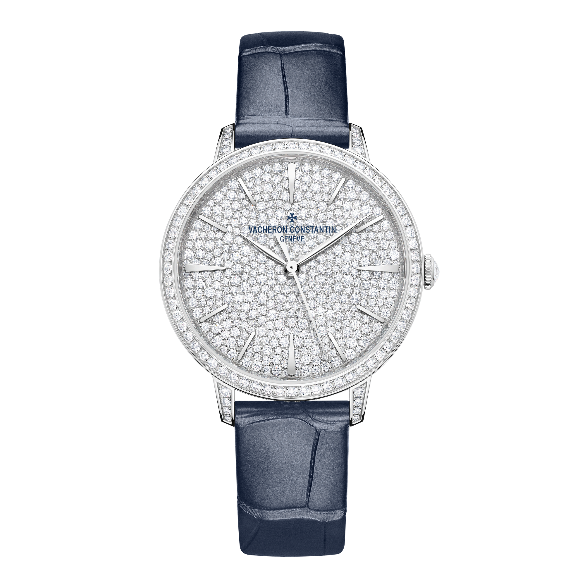 Vacheron Constantin Patrimony Self-winding Jewellery Diamond Pave White Gold Alligator Leather 37mm