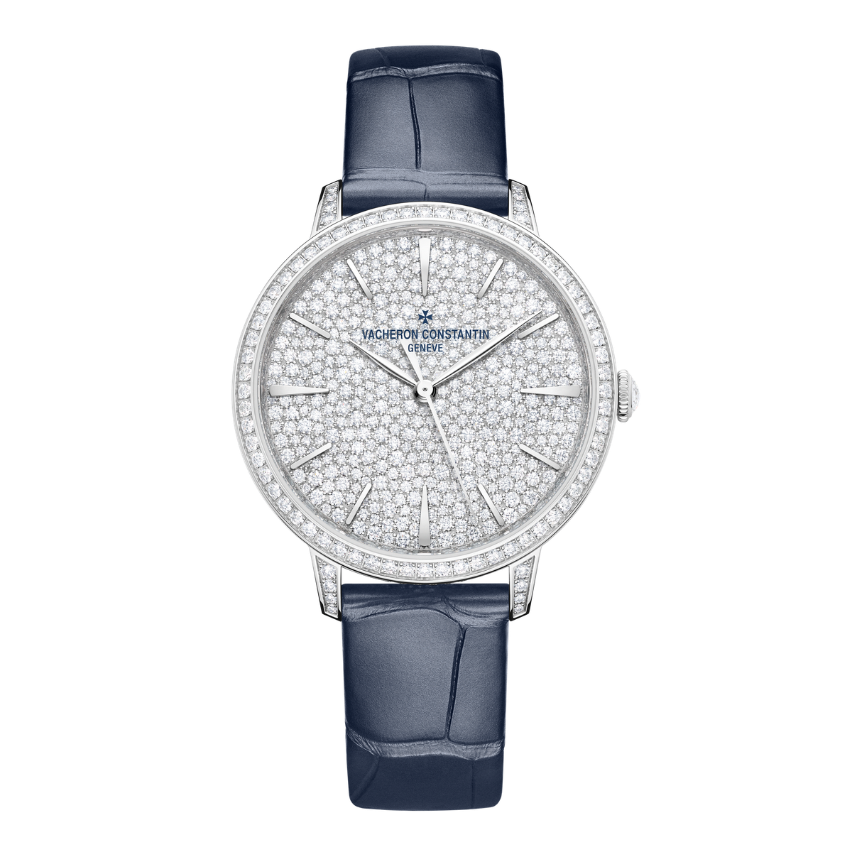 Vacheron Constantin Patrimony Self-winding Jewellery Diamond Pave White Gold Alligator Leather 37mm