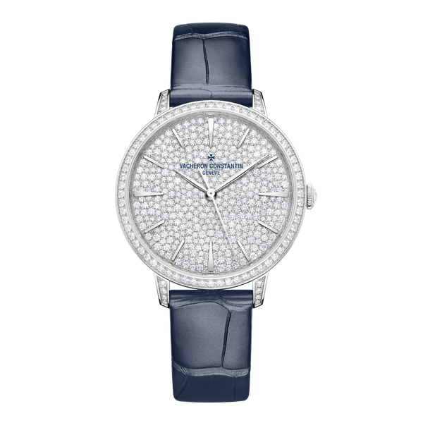 Vacheron Constantin Patrimony Self-winding Jewellery Diamond Pave White Gold Alligator Leather 37mm