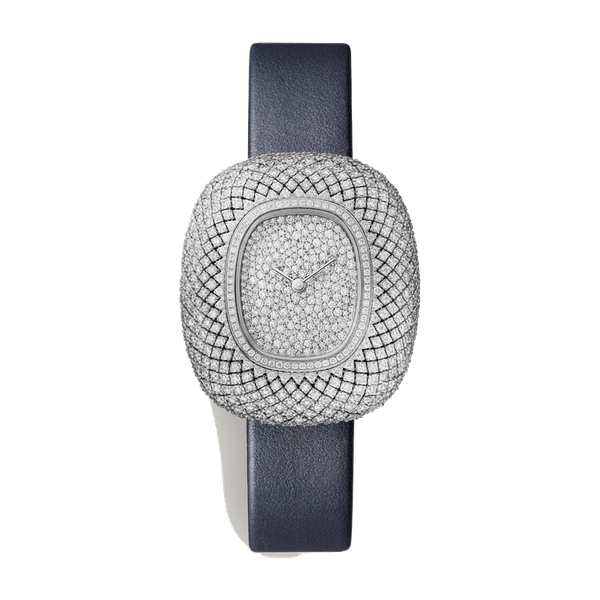 Cartier Coussin de Cartier Medium Diamond Pave White Gold Leather 31.9mm
