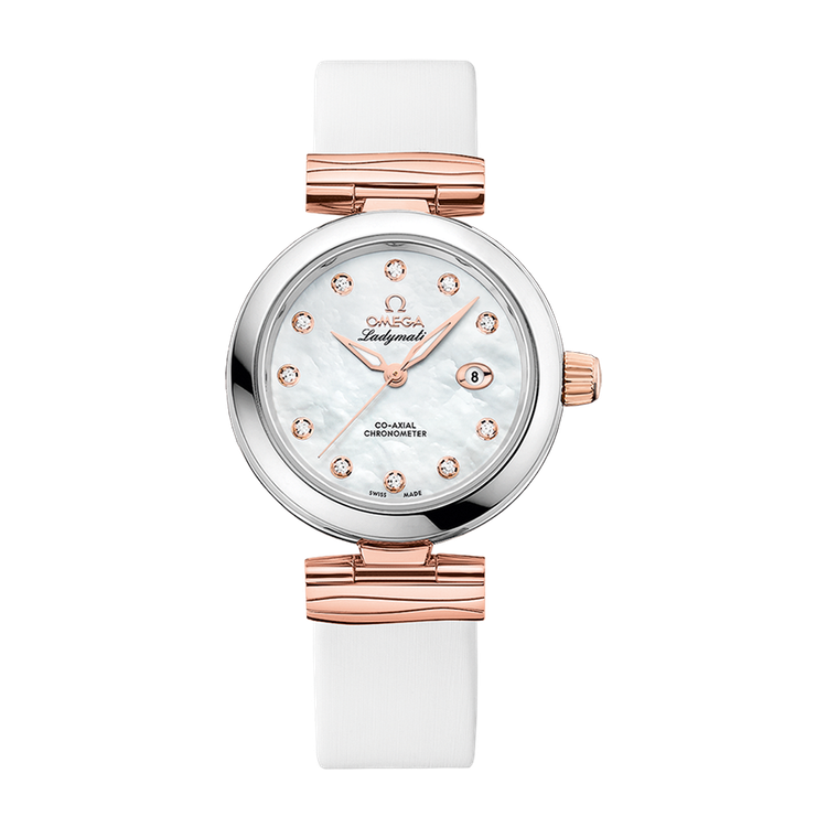 Omega De Ville Ladymatic White Two-Tone Leather 34mm