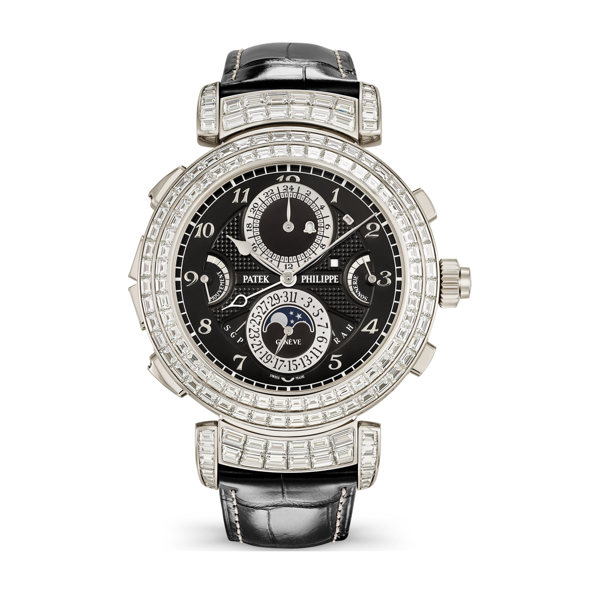 Patek Philippe Grand Complications Grandmaster Chime Black White Gold Alligator Leather 49.4mm