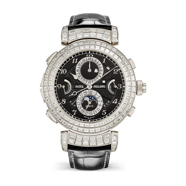 Patek Philippe Grand Complications Grandmaster Chime Black White Gold Alligator Leather 49.4mm