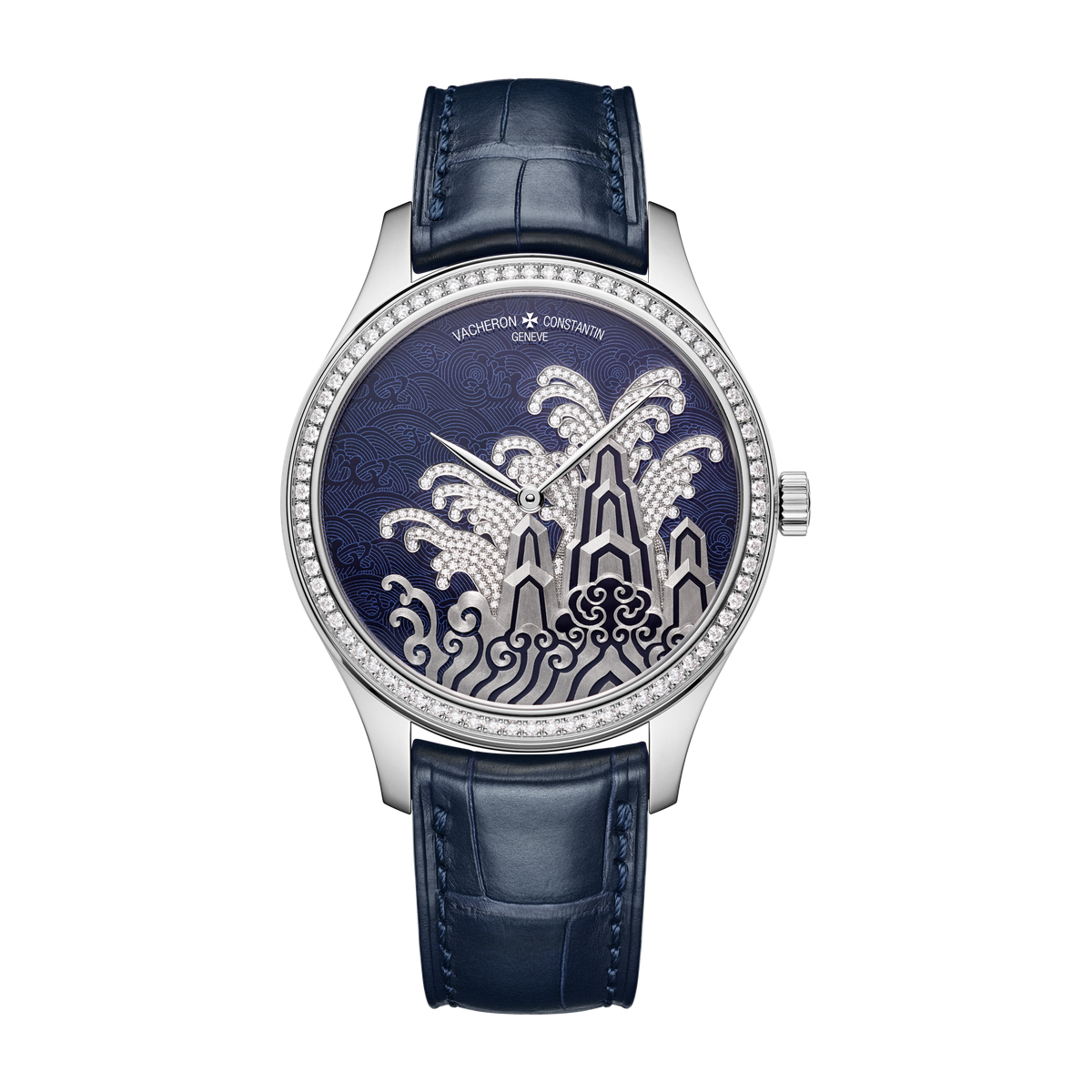 Vacheron Constantin Métiers d'Art Tribute to Traditional Symbols Blue White Gold Alligator Leather 38mm