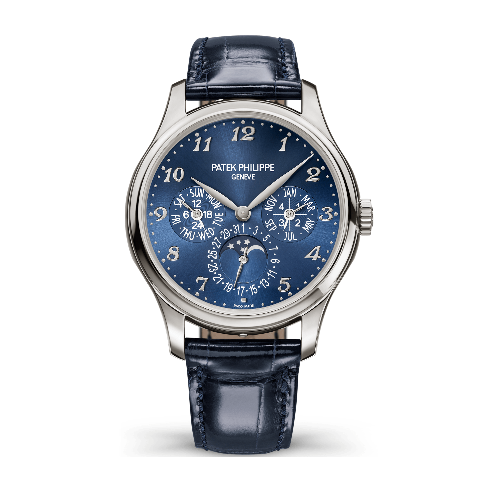 Patek Philippe Grand Complications Blue White Gold Alligator Leather 39mm