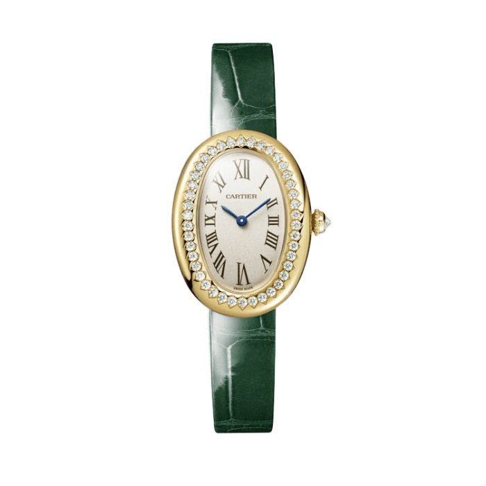 Cartier Baignoire Small Silver Yellow Gold Alligator Leather 23.1mm