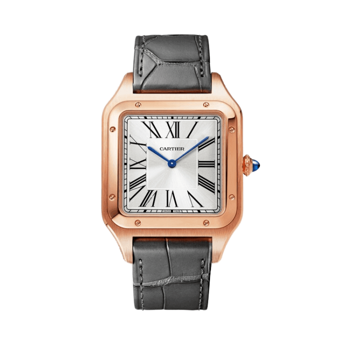 Cartier Santos Dumont Silver Leather 33.9mm