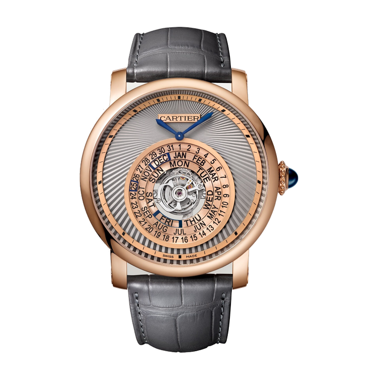 Cartier Rotonde de Cartier Gold Rose Gold Alligator Leather 45mm
