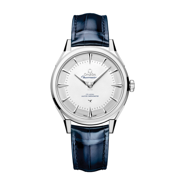 Omega Constellation Globemaster Silver White Gold Alligator Leather 39.4mm
