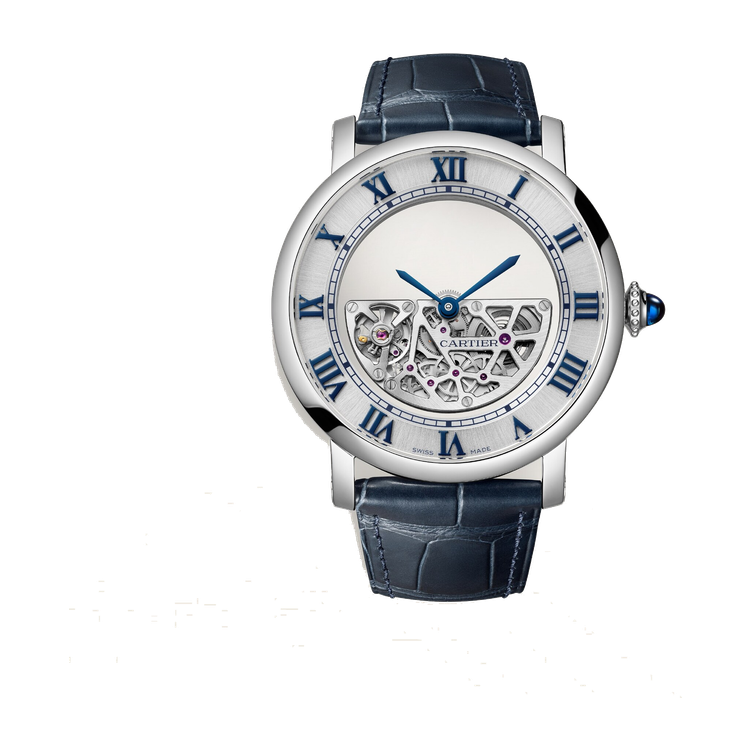 Cartier Rotonde de Cartier Silver White Gold Alligator Leather 43.5mm