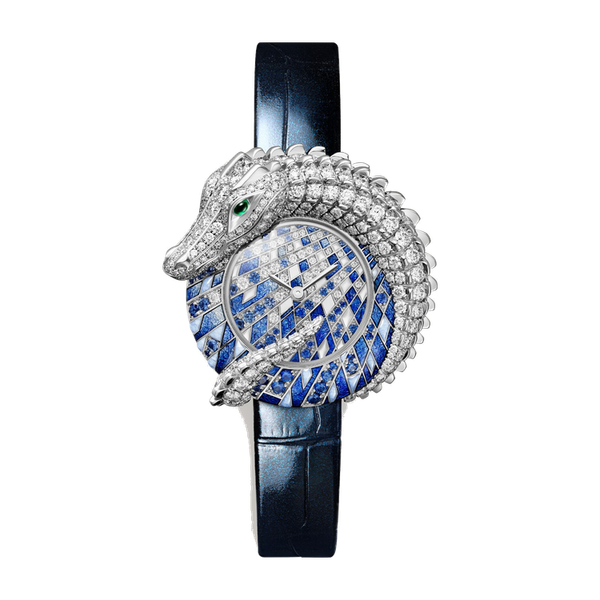 Cartier High Jewelry Animalière Diamond Pave White Gold Alligator Leather