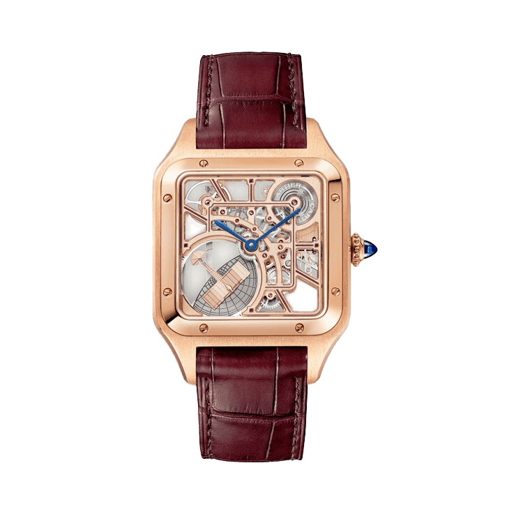 Cartier Santos-Dumont Skeleton Rose Gold Alligator Leather 31.4mm