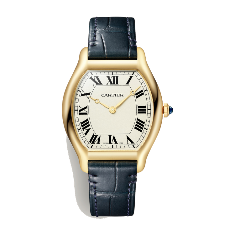 Cartier Tortue Champagne Yellow Gold Alligator Leather 32.9mm