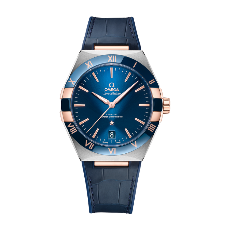Omega Constellation Blue Two-Tone Alligator Leather 41mm