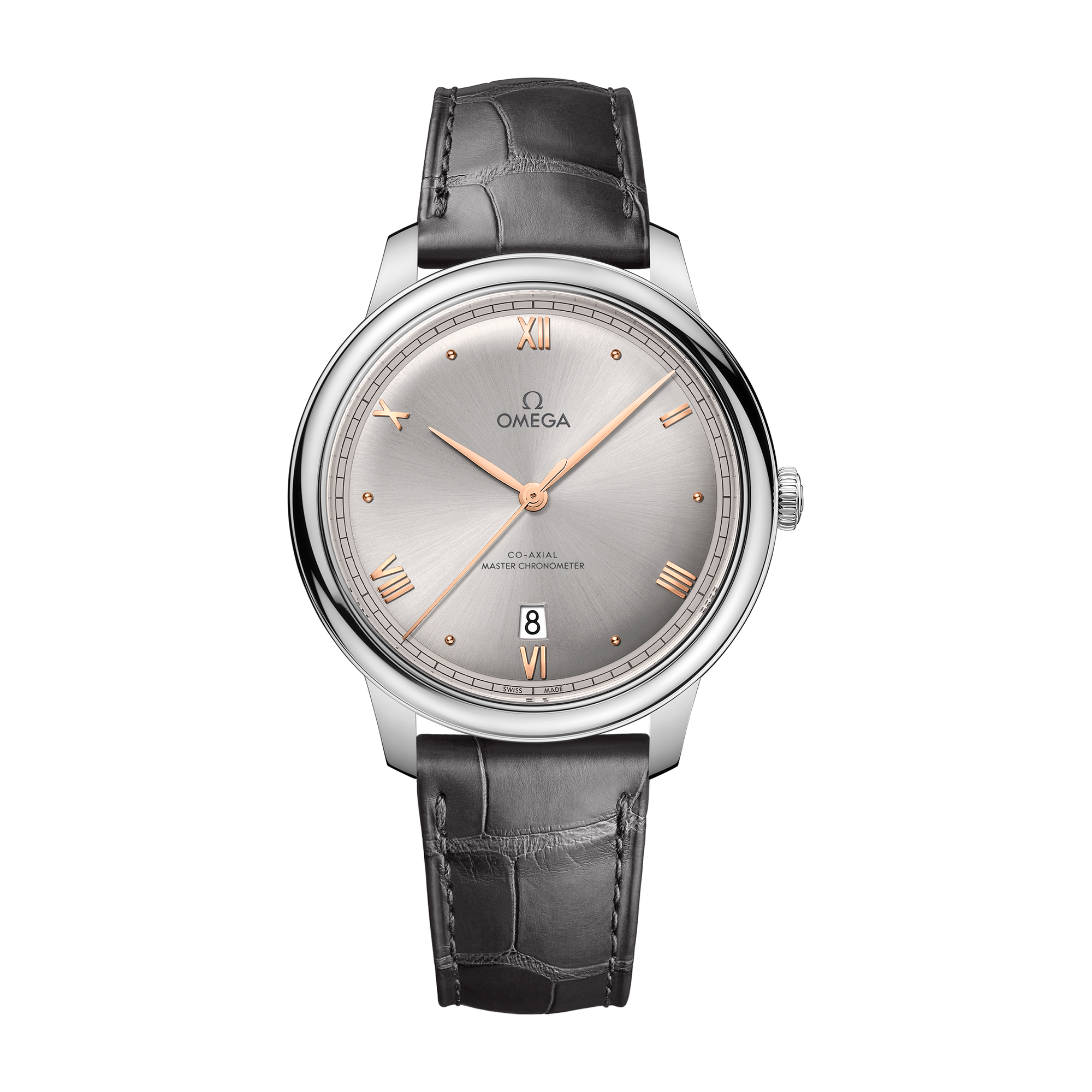 Omega De Ville Prestige Grey Steel Alligator Leather 40mm