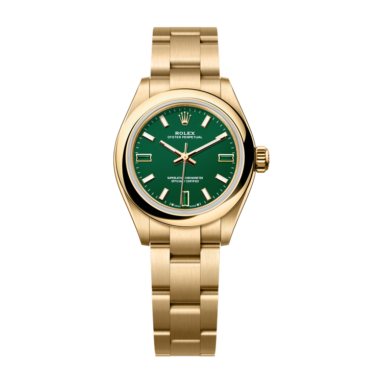 Rolex Oyster Perpetual 28 Green Yellow Gold 28mm