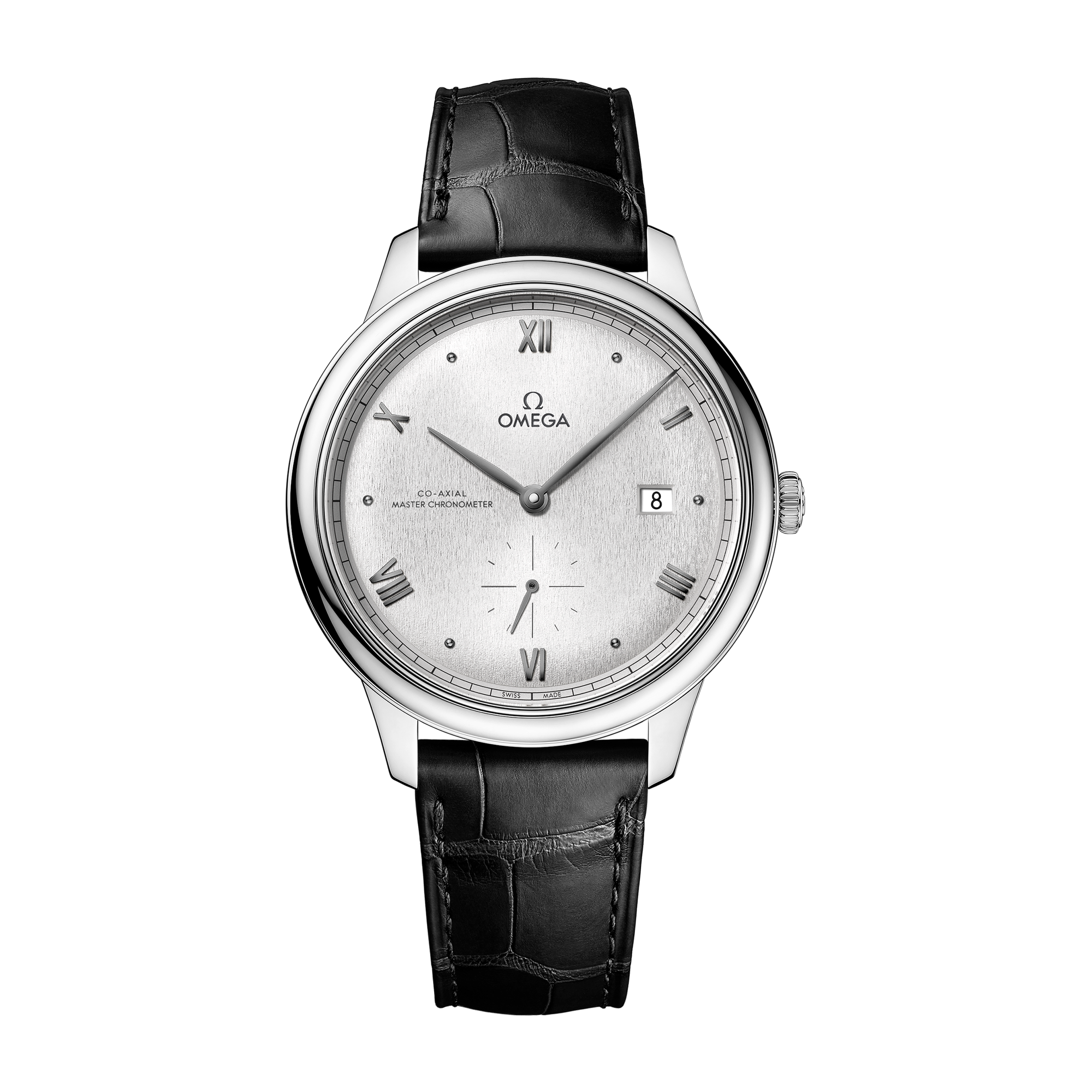 Omega De Ville Prestige Silver Steel Alligator Leather 41mm