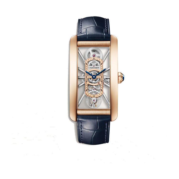Cartier Tank Américaine Skeleton Rose Gold Alligator Leather 24.4mm