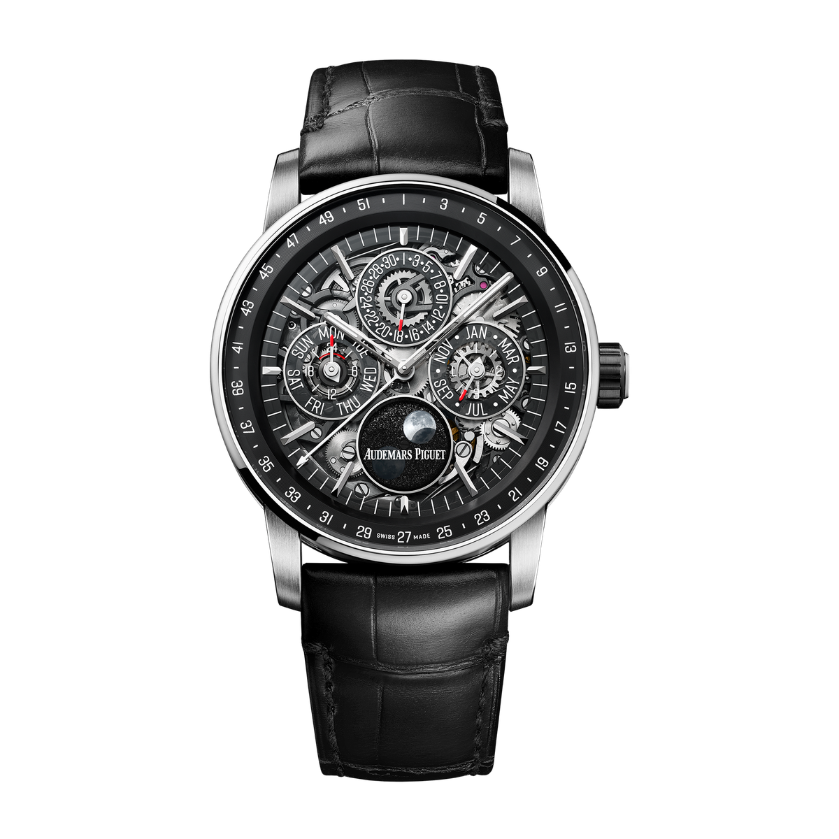 Audemars Piguet Code 11.59 Perpetual Calendar Openworked Skeleton Ceramic Alligator Leather 41mm
