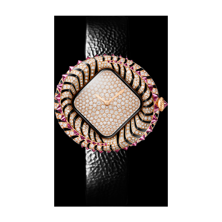 Cartier Panthère Jewelry Diamond Pave Rose Gold Alligator Leather