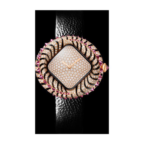 Cartier Panthère Jewelry Diamond Pave Rose Gold Alligator Leather