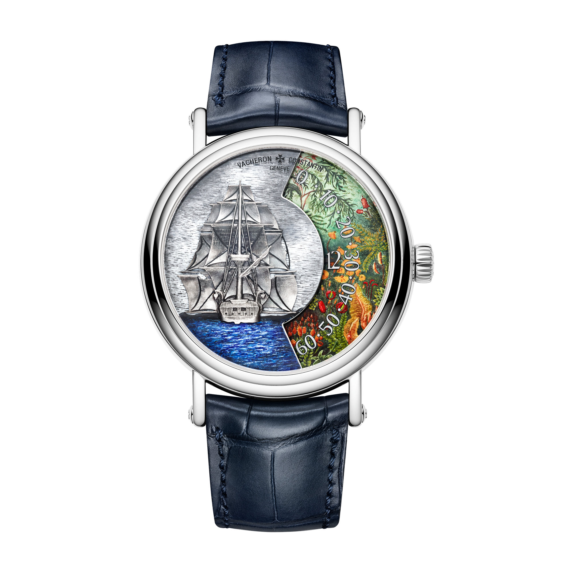Vacheron Constantin Métiers d'Art Tribute to Explorer Naturalists Gold White Gold Alligator Leather 41mm