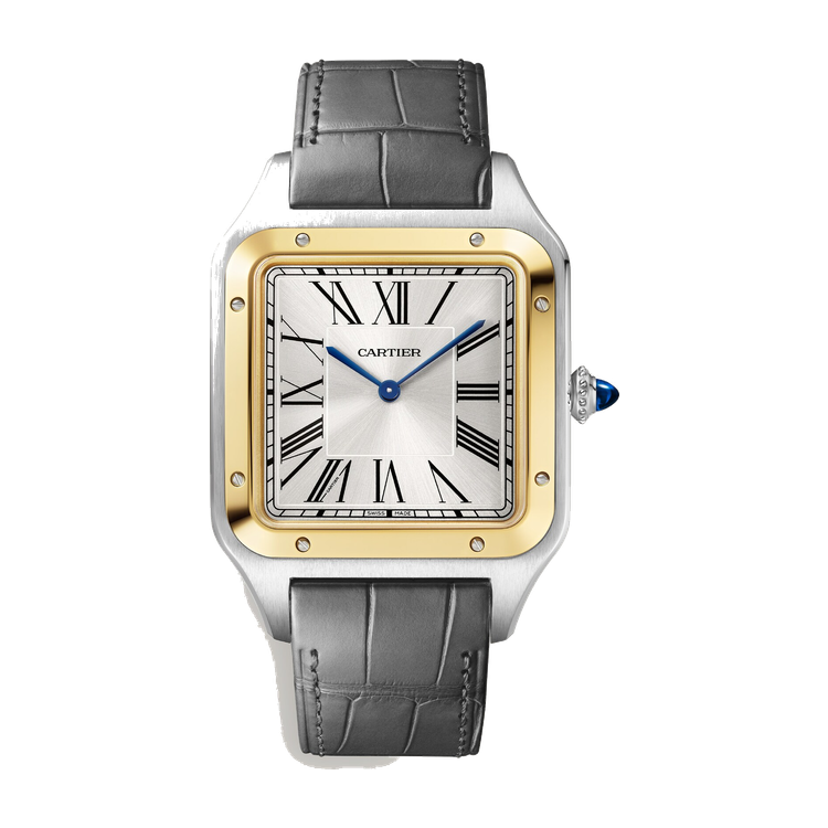 Cartier Santos-Dumont Extra Large Silver Two-Tone Alligator Leather 33.9mm
