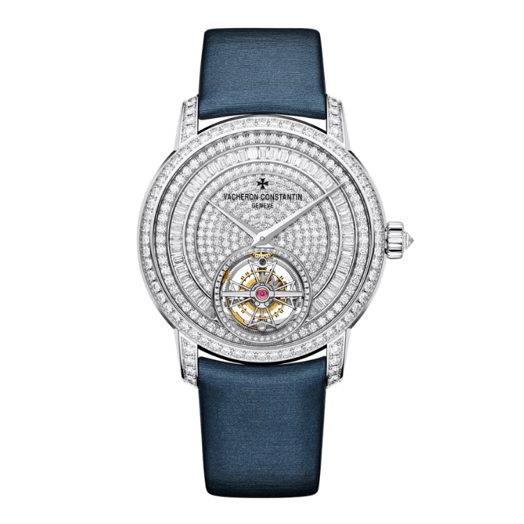 Vacheron Constantin Traditionnelle Tourbillon Jewellery Diamond Pave White Gold Fabric 39mm