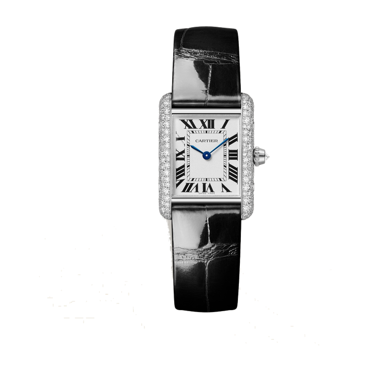 Cartier Tank Louis Cartier Silver White Gold Alligator Leather 22mm