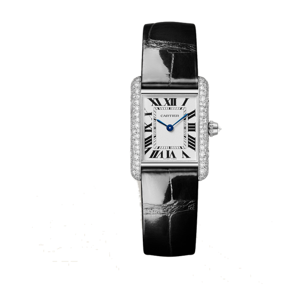 Cartier Tank Louis Cartier Silver White Gold Alligator Leather 22mm