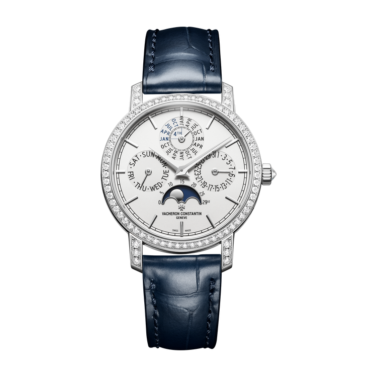 Vacheron Constantin Traditionnelle Perpetual Calendar Ultra-thin Silver White Gold Alligator Leather 36.5mm
