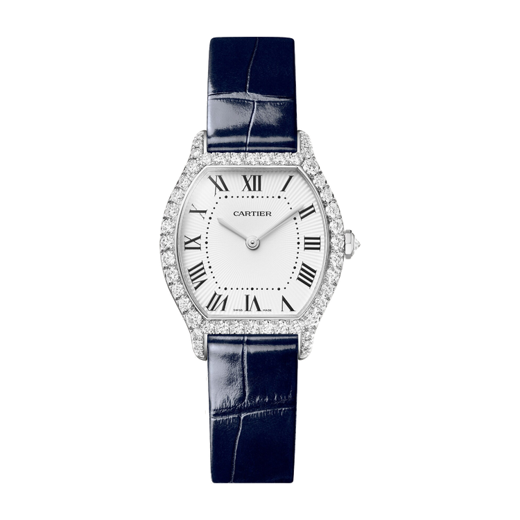 Cartier Tortue Small White Gold Alligator Leather 26.8mm