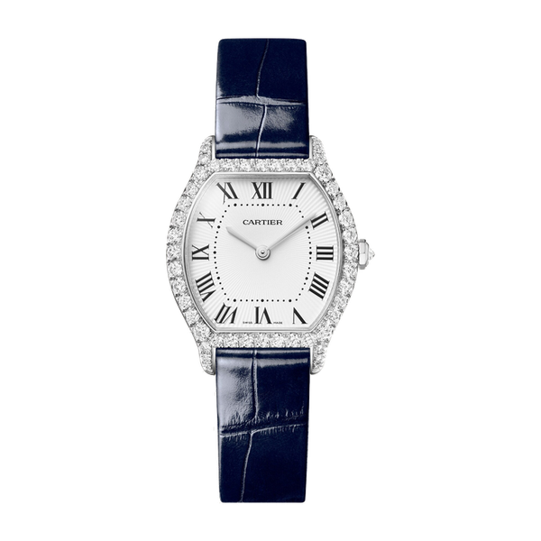 Cartier Tortue Small White Gold Alligator Leather 26.8mm