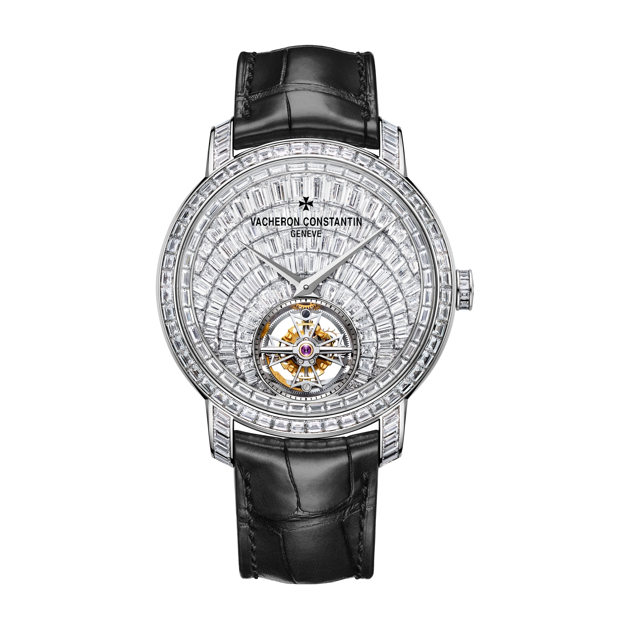Vacheron Constantin Traditionnelle Tourbillon High Jewellery Diamond Pave White Gold Alligator Leather 41mm