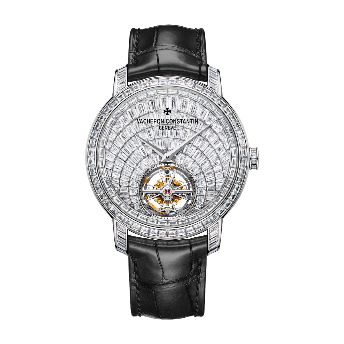 Vacheron Constantin Traditionnelle Tourbillon High Jewellery Diamond Pave White Gold Alligator Leather 41mm