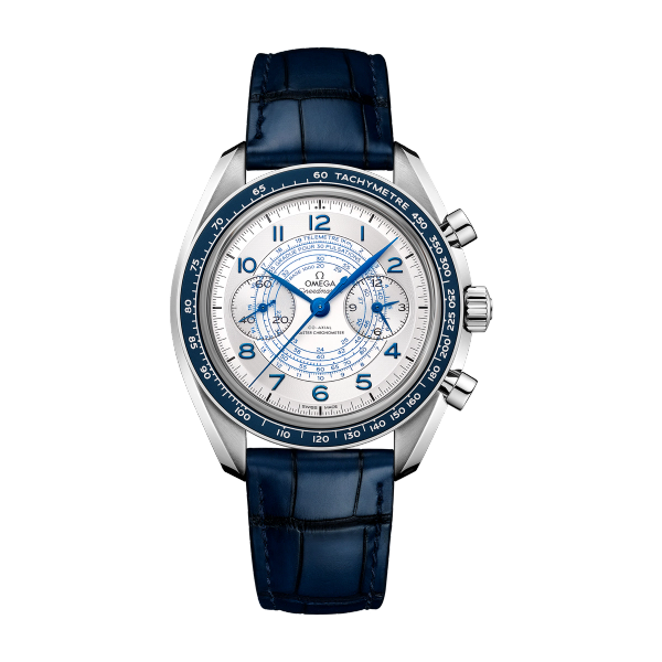 Omega Speedmaster Chronoscope Silver Steel Alligator Leather 43mm