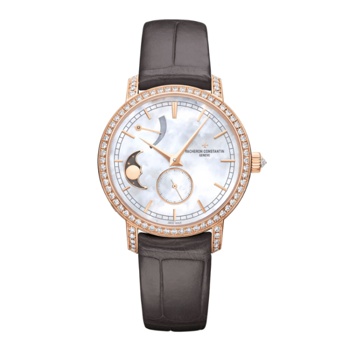 Vacheron Constantin Traditionnelle Moon Phase Mother of Pearl Rose Gold Alligator Leather 36mm
