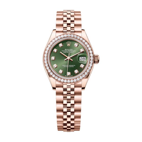 Rolex Lady-Datejust Green Rose Gold 28mm
