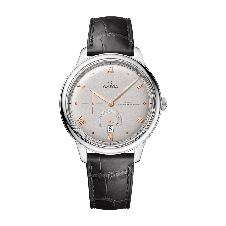 Omega De Ville Prestige Grey Steel Alligator Leather 41mm
