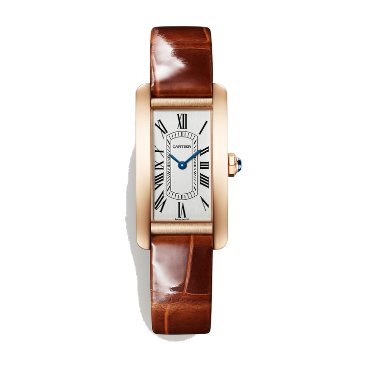 Cartier Tank Américaine Silver Rose Gold Alligator Leather 19.4mm