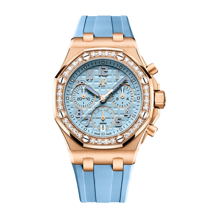 Audemars Piguet Royal Oak Offshore Selfwinding Chronograph Blue Rose Gold Rubber 37mm