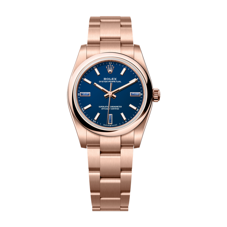 Rolex Oyster Perpetual 34 Blue Rose Gold 34mm