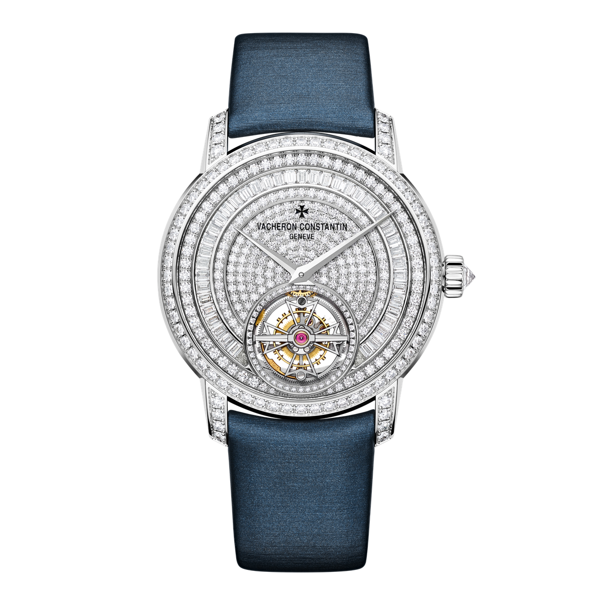 Vacheron Constantin Traditionnelle Tourbillon Jewellery Diamond Pave White Gold Fabric 39mm
