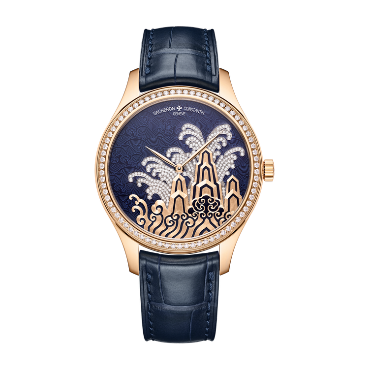Vacheron Constantin Métiers d'Art Tribute to Traditional Symbols Blue Rose Gold Alligator Leather 38mm