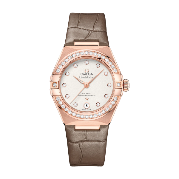 Omega Constellation Silver Rose Gold Alligator Leather 29mm
