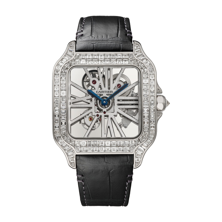 Cartier Santos de Cartier Large Skeleton Yellow Gold Alligator Leather 37.7mm