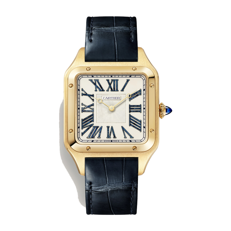 Cartier Santos-Dumont Extra Large Blue Yellow Gold Alligator Leather 33.9mm