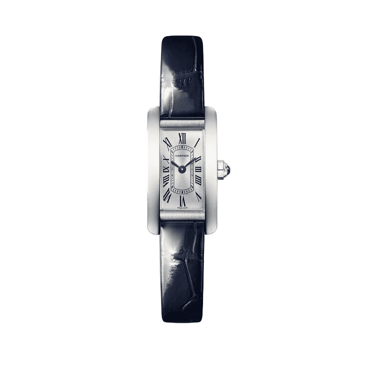Cartier Tank Américaine Silver Steel Alligator Leather 15.2mm