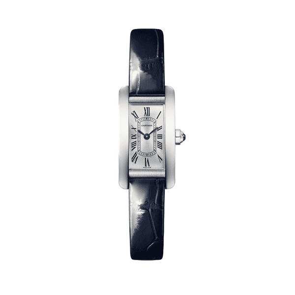 Cartier Tank Américaine Silver Steel Alligator Leather 15.2mm